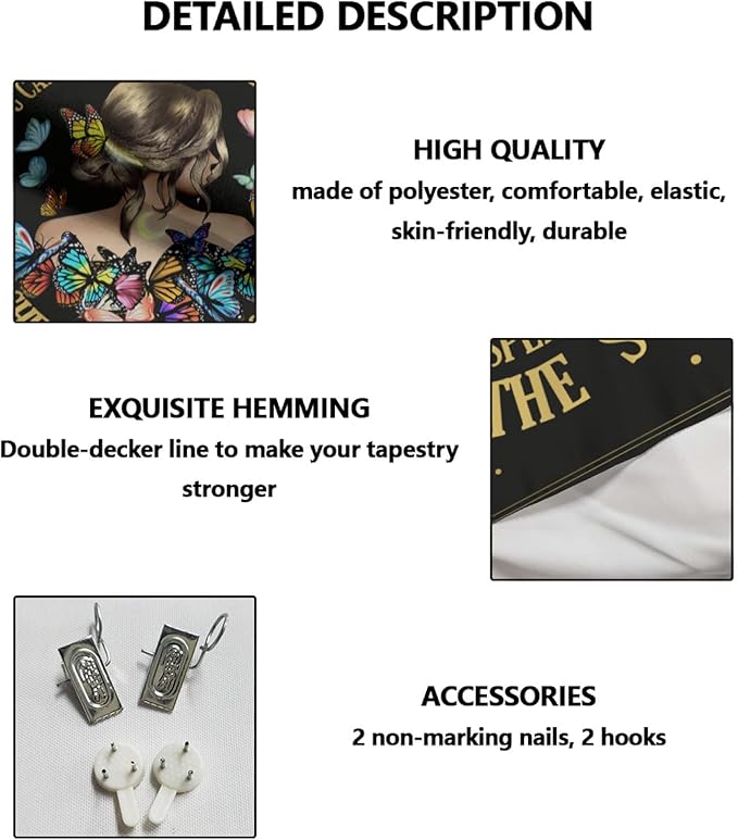 Inspirational Quote Tapestry Positive Motivational Uplifting Encouragement Gifts for Women Teens Girls,Inspirational Gift Wall Decor for Bedroom,They Whispered to Her You Cannot Withstand The Storm