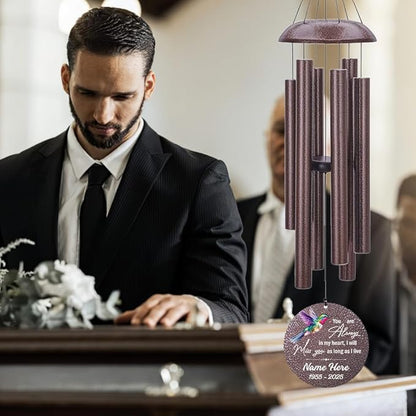 Personalized Wind Chime Memorial, Metal Wind Chime Deep Tone, Wind Chimes for Loss of Loved Father/Mother/Lover, Commemorative Sympathy Bereavement Gifts