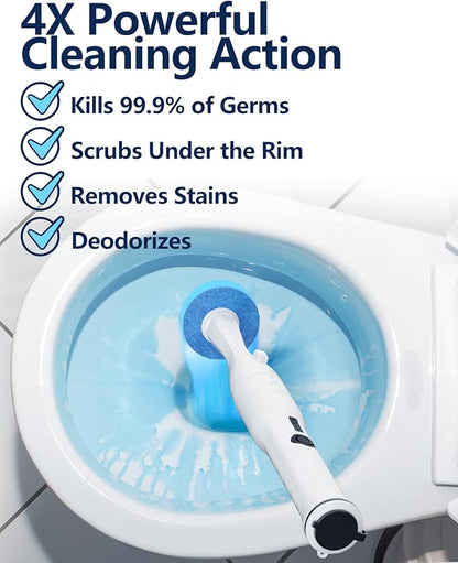 24 Wand Refills and Replaceable Brush Heads Kit for Leebein HK-047 Electric Toilet Brush, Hard Nylon Brush Head and TPU Silicone Brush Head, 24PCS Sponge Pad with Cleaner, Machine Not Included