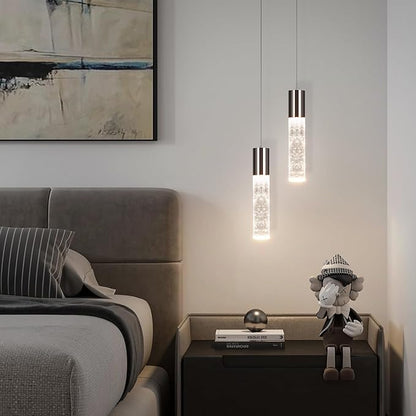 OKELI Modern Pendant Lights,3 Color LED Bubble Crystal Island Light Fixtures,Black Mini Pendant Lighting for Kitchen Island,Bar,6W,3000-6000K,ETL,3 Pack