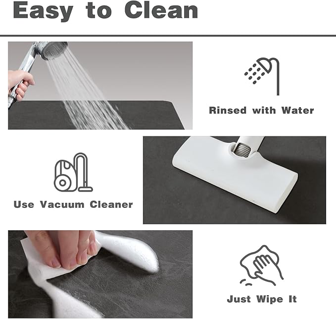 Bath Mat, Bathroom Rugs Non Slip Washable Thin Absorbent Quick Dry Bath Mat Fits Under Door Bathroom Floor Mat Perfect for Bath, Shower, or Sink 24"x70" Dark Grey