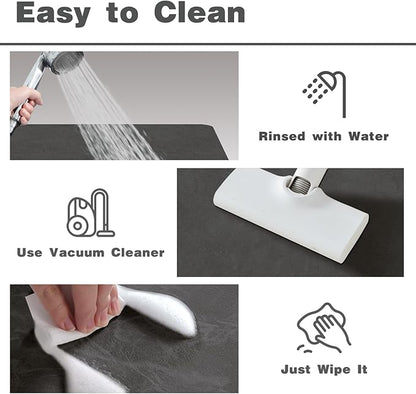 Bath Mat, Bathroom Rugs Non Slip Washable Thin Absorbent Quick Dry Bath Mat Fits Under Door Bathroom Floor Mat Perfect for Bath, Shower, or Sink 36"x48" Dark Grey