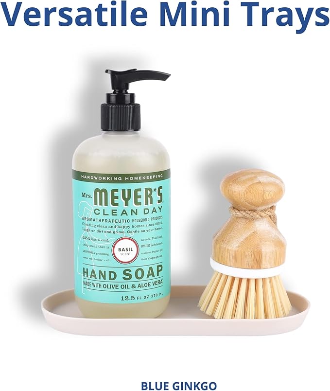 Blue Ginkgo Mini Silicone Trays – Set of 6 Easy-Clean Organizers for Bathroom, Kitchen, Desk, Vanity, and Cosmetics (Brown, Tan, Ivory)