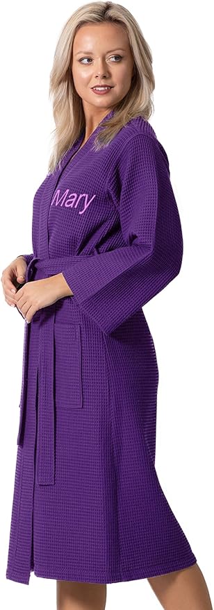 Turkish Linen Waffle Knit Lightweight Kimono Spa & Bath Robes for Women - Quick Dry - Soft