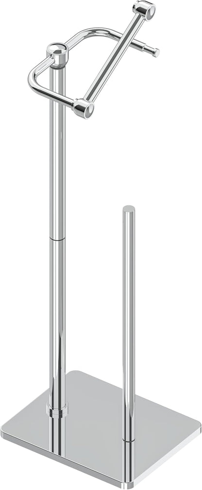 RUACQ Toilet Paper Holder Stand, Bathroom Toilet Paper roll Holder Free Standing with Storage for 4 Rolls, Post Pivoting Design, Stable Weighted Base, SUS304 Stainless Steel(Chrome)