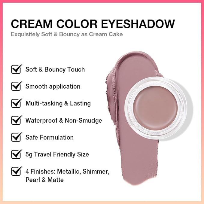 Single Cream Putty Matte Eyeshadow Palette Makeup, Natural Single Mini Instant Holographic Eyeshadow For Older Women, Sombras Crema Para Ojos, Talc, Paraben & Cruelty Free, 23