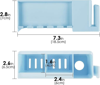 5 Slots Wall Mount Toothbrush Holder with Storage Box, Self Adhesive Toothbrush Storage Organizer for Shower, Toothpaste & Toothbrush Hanger for Bathroom, Medicine Cabinet, Dorm (Blue)