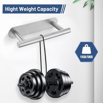 Self Adhesive Toilet Paper Holder, SUS304 Stainless Steel Brushed Nickel Toilet Roll Holder, Double Base Paper Towel Holder Wall Mount No Drilling for Bathroom, Kitchen, Washroom