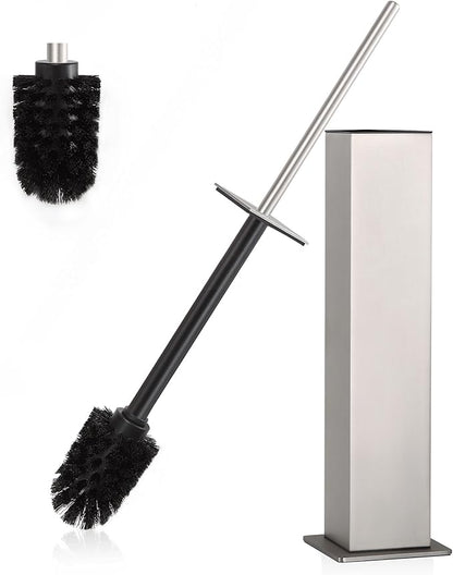 BVL Toilet Brush and Holder Set Brushed Nickel Stainless Steel 304 Square Freestanding Toilet Brush for Bathroom