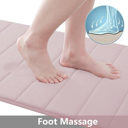 Buganda Memory Foam Bath Mat, 24" x 16", Ultra Soft and Non-Slip Bathroom Rugs, Water Absorbent and Machine Washable Bath Rug for Bathroom, Shower, and Tub, Peach