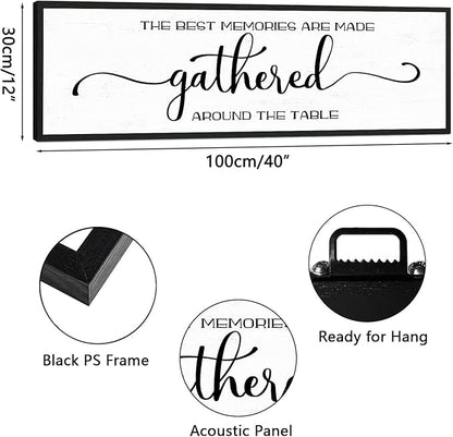 The Best Memories Are Made Gathered Around The Table Wall Decor: Farmhouse Kitchen Wall Art Framed Large Rustic Kitchen Sign Modern Dining Room Wall Decor Hanging Wall Plaques 12"x40"