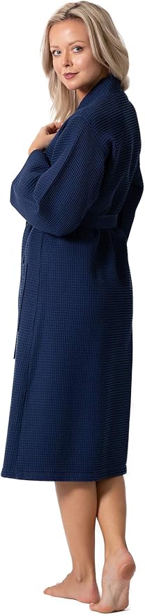 Turkish Linen Waffle Knit Lightweight Kimono Spa & Bath Robes for Women - Quick Dry - Soft