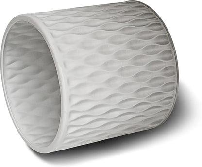 ARNIS Plants Pots with Stand, Set of 2 Indoor Planter Pots, Unique Mid Century Decorative Metal Flower Pots with Drainage,8.25 & 10.5 Inch, Grey and White