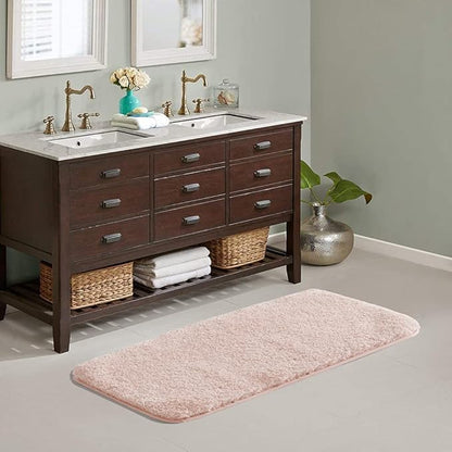 Suchtale Large Bathroom Rug Extra Soft and Absorbent Shaggy Bathroom Mat (24 x 60, Dusty Pink) Machine Washable Microfiber Bath Mat for Bathroom, Non Slip Bath Mat, Bathroom Floor Mats Rubber Back
