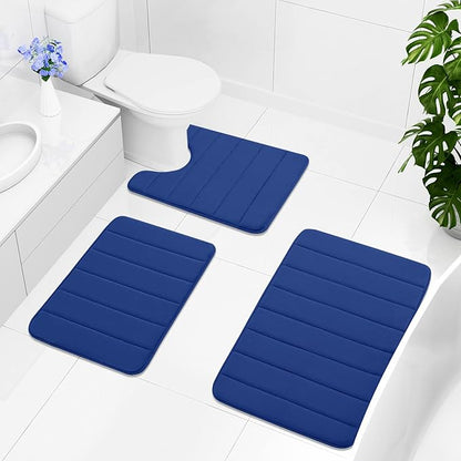 Buganda Memory Foam Bath Mat, 60" x 24", Ultra Soft and Non-Slip Bathroom Rugs, Water Absorbent and Machine Washable Bath Rug Runner for Bathroom, Shower, and Tub, Navy Blue