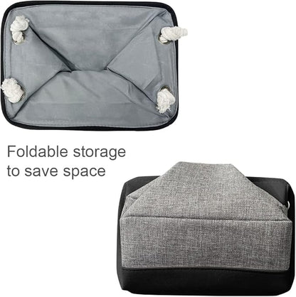 TheWarmHome Storage Basket for Organizing - 14x10x7 inch Medium 3 Pack Collapsible Storage Bin for Shelves with Rope, Fabric Storage Cubes for Organizer Cloth Gift Toy Closet (Black & Grey)