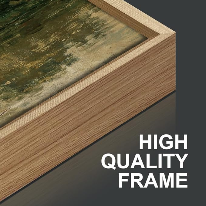 Tinonedraw Vintage Landscape Framed Canvas Wall Art Set of 3, French Country Art Prints, Nature Green Trees and Lake Art Paintings, Rustic Aesthetic Wall Decor for Living Room Bedroom Office 16"x24"x3