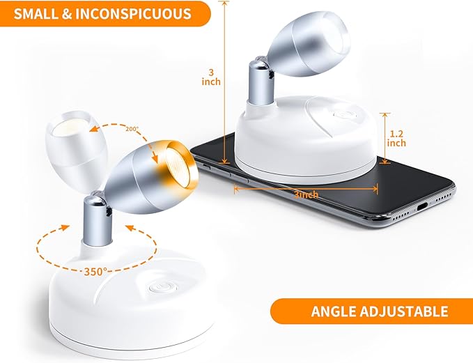 Small Battery Operated Spotlights Indoor with Remote Flicker-Free 60 Lumens Dimmable Warm/Neutral/Cool White 3 Mode Wireless Mini Up Lights for Accent Wall, Art Display, Picture, 6 Pack