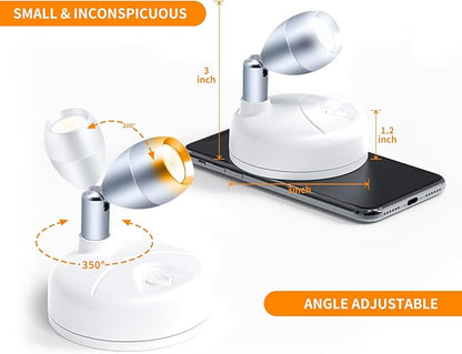 Small Battery Operated Spotlights Indoor with Remote Flicker-Free 60 Lumens Dimmable Warm/Neutral/Cool White 3 Mode Wireless Mini Up Lights for Accent Wall, Art Display, Picture, 6 Pack