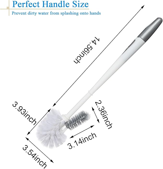 2 Pack Toilet Bowl Brush Without Holder for Bathroom, Under-Rim Double Brush Head, Long Handle Household Cleaning Brushes Set (2 Pack Grey Brush Without Holder)