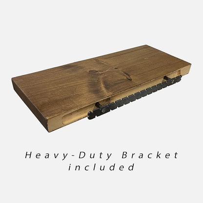 URBANDI, Rustic Floating Shelves, Set of 2, Hidden Bracket, Solid Wood, Heavy Duty, Wall Mounted Shelves, (Grey, 24Wx8D)