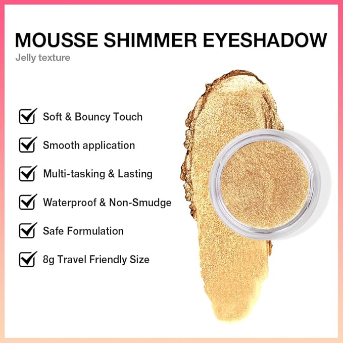 Cream Glitter Golden Yellow Shimmer Metallic Eyeshadow Palette Makeup, Natural Single Mini Instant Holographic Eyeshadow For Older Women, Sombras Crema Para Ojos, Talc, Paraben&Cruelty Free