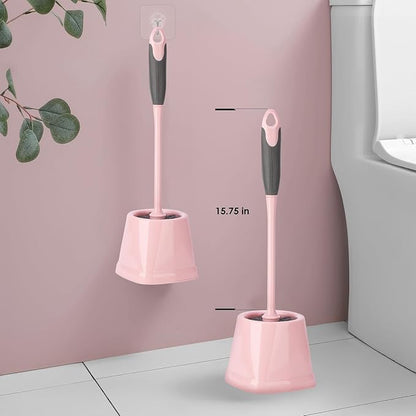 14 Pcs Bathroom Cleaning Tools with Toilet Brush, Scrub Brush, Cleaning Brush for Toilet, Bathtub, Pink Toilet Brush and Holder Set with Ergonomic Handle and Sturdy Bristles