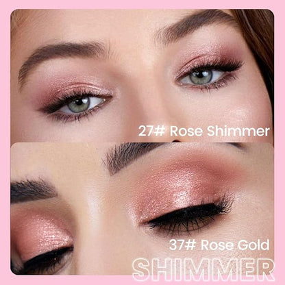 evpct 2Pcs Cream Eye Shadow Brightener Sticks Set for Eyes Waterproof, Rose & Rose Gold Shimmer Cream Eyeshadow Applicator Stick Long Lasting Pigmented Eye Makeup sombras en crema para ojos 27+37