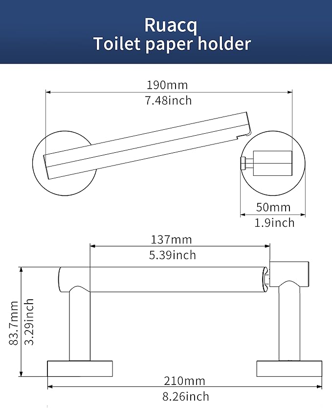 Ruacq Toilet Paper Holder Brushed Gold Double Post Pivoting Round Tissue Holders Roll Holder Hangers Toilet Paper Holders SUS 304 Stainless Steel Modern Wall Mounted