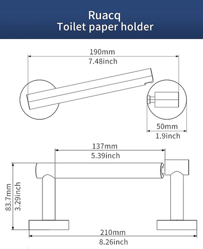 Ruacq Toilet Paper Holder Brushed Gold Double Post Pivoting Round Tissue Holders Roll Holder Hangers Toilet Paper Holders SUS 304 Stainless Steel Modern Wall Mounted