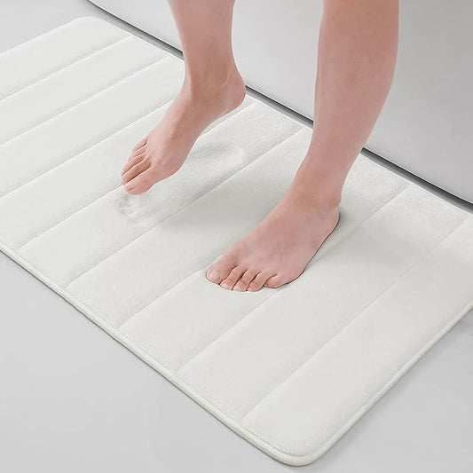 Buganda Memory Foam Bath Mat, 34" x 20", Ultra Soft and Non-Slip Bathroom Rugs, Water Absorbent and Machine Washable Bath Rug for Bathroom, Shower, and Tub, Ivory