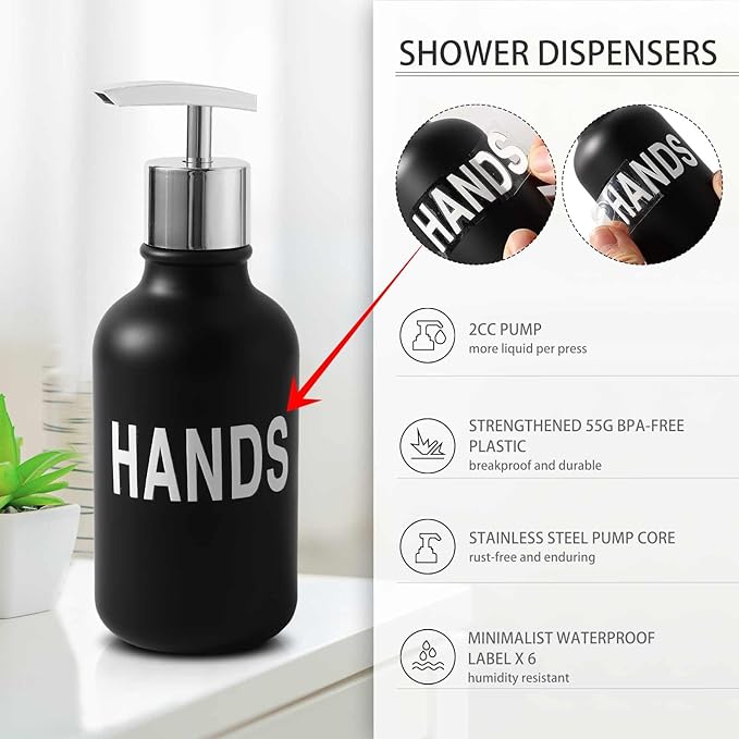 Black Bathroom Accessories Set - 10 Piece Bathroom Set with Trash Can and Toilet Brush, Soap Dispenser, Toothbrush Holder and Cup, Soap Dish, and Qtip Holder, for Housewarming Gift