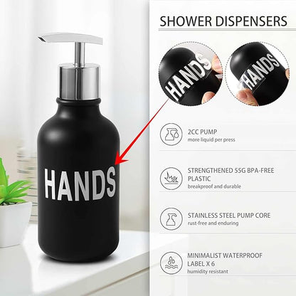 Black Bathroom Accessories Set - 10 Piece Bathroom Set with Trash Can and Toilet Brush, Soap Dispenser, Toothbrush Holder and Cup, Soap Dish, and Qtip Holder, for Housewarming Gift