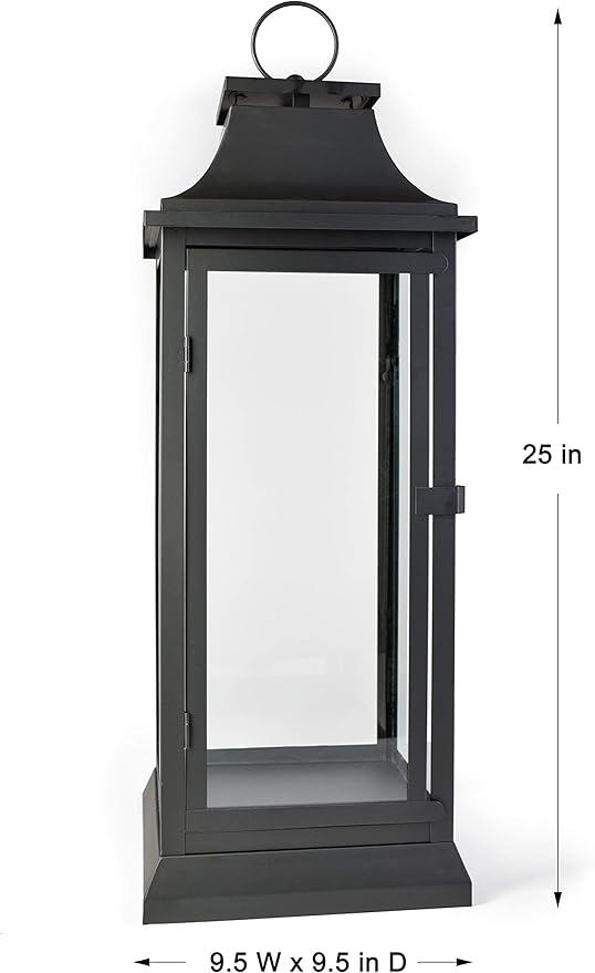 Serene Spaces Living Black Hurricane Lanterns with Clear Glass Panels, Perfect for Home Decor, Parties & Events, Table Top Or Hanging Lantern for Indoor & Outdoor, KIT - Small, Medium & Large