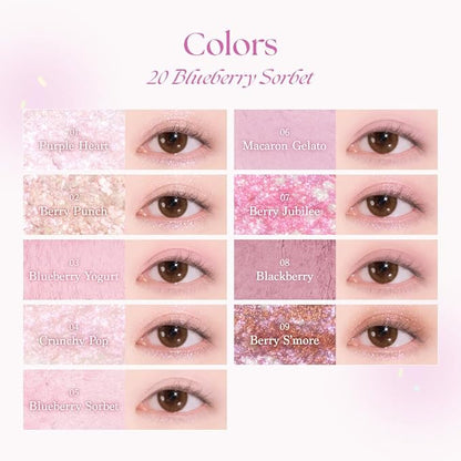 Dasique Shadow Palette Gift Set #20 Blueberry Sorbet 13g I FREE Comb Mirror Set | 9 Blendable Shades in Smooth Matte and Shimmer Finishes with Gorgeous Pearls | Eye Makeup Palette | K-beauty