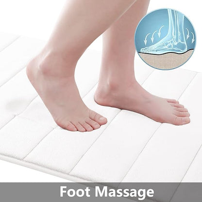 Buganda Memory Foam Bath Mat, 59" x 17", Ultra Soft and Non-Slip Bathroom Rugs, Water Absorbent and Machine Washable Bath Rug Runner for Bathroom, Shower, and Tub, White