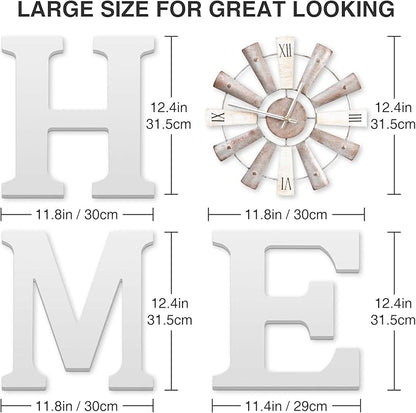 ZAZIWZ Farmhouse Home Signs with Windmill Clock Wall Decor Rustic Home Letters Wall Art for Living Room Kitchen Entryway Dining Room Bedroom (white)