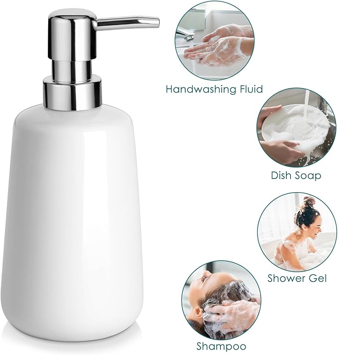 vancasso White Bathroom Accessories Set, Ceramic Soap Dispenser and Toothbrush Holder Sets, Stoneware 4 Pcs Bathroom Sink Set for Modern Home Decor