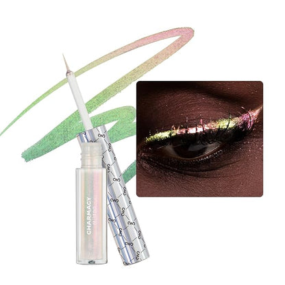 CHARMACY Multichrome Liquid Eyeliner, Glitter Chameleon Liquid Eyeshadow Eyeliner Makeup,High Pigmented with Waterproof &Smudge Proof Formula,Longwearing,Ultra-Fine Tip,PALE PINK YELLOW 908