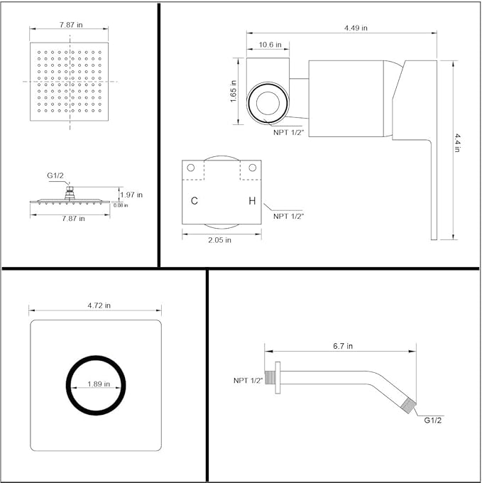 POP SANITARYWARE Matte Black Shower Faucet Set, Bathroom Rainfall Shower System with Stainless Steel Metal Showerhead, Single Function Shower Trim Kit with Rough-in Valve