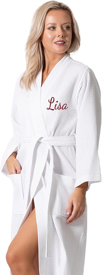 Turkish Linen Waffle Knit Lightweight Kimono Spa & Bath Robes for Women - Quick Dry - Soft
