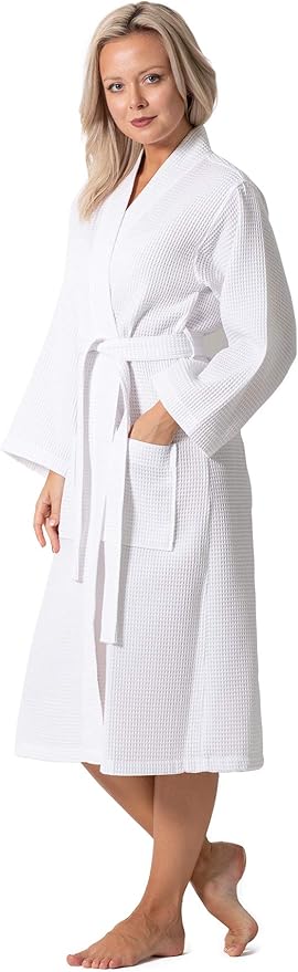 Turkish Linen Waffle Knit Lightweight Kimono Spa & Bath Robes for Women - Quick Dry - Soft