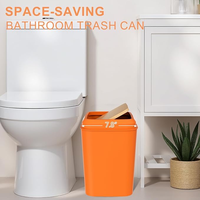 Orange Bathroom Accessories Set 9 Piece Bathroom Accessory Set with Trash Can,Toothbrush Holder,Toothbrush Cup,Lotion Soap Dispenser,Vanity Tray,Soap Dish,Toilet Brush,Qtip Holder