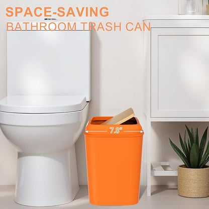 Orange Bathroom Accessories Set 9 Piece Bathroom Accessory Set with Trash Can,Toothbrush Holder,Toothbrush Cup,Lotion Soap Dispenser,Vanity Tray,Soap Dish,Toilet Brush,Qtip Holder