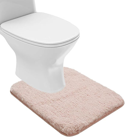 Suchtale Bathroom Contour Rug Non Slip Bath Mat Water Absorbent Soft Microfiber Shaggy Bathroom Mat Machine Washable Bath Rug for Bathroom Thick Plush U Shape Toilet Rug (20 x 24, Dusty Pink)