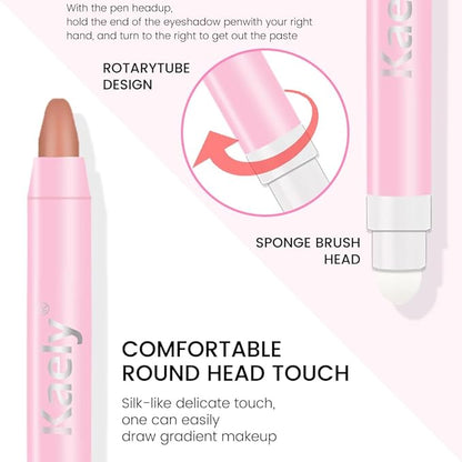 evpct 1Pcs Putty Matte Cream Eye Shadow Brightener Sticks for Eyes Waterproof Pigmented, Double Ended Cream Eyeshadow Stick Pencil Pen with Applicator, Eye Shadow Palette Highlighter Makeup 23