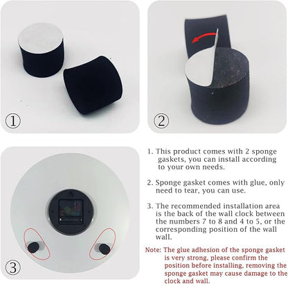 Marble Minimalist Wall Clock for Living Room Black Wall Clocks Battery Operated 20 Inch Big Glass Wall Clock Non Ticking