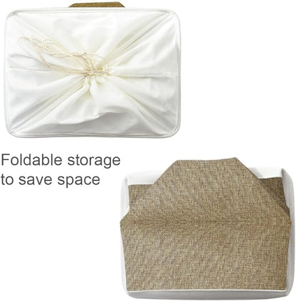 TheWarmHome Organization and Storage Basket for Organizing - X Large - 3 Pack 17.7L×13.8W×9.8H in Collapsible Storage Bin for Shelves, Fabric Basket for Gifts Organizer Toy Closet (White & Khaki)