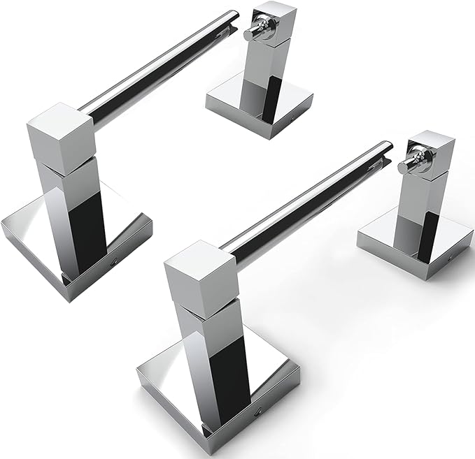 Ruacq Toilet Paper Holder Chrome 2 Pack Double Post Pivoting Square Tissue Holders Roll Holder Hangers Toilet Paper Stand Stainless Steel and Zinc Alloy Modern Wall Mounted