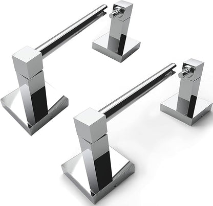 Ruacq Toilet Paper Holder Chrome 2 Pack Double Post Pivoting Square Tissue Holders Roll Holder Hangers Toilet Paper Stand Stainless Steel and Zinc Alloy Modern Wall Mounted